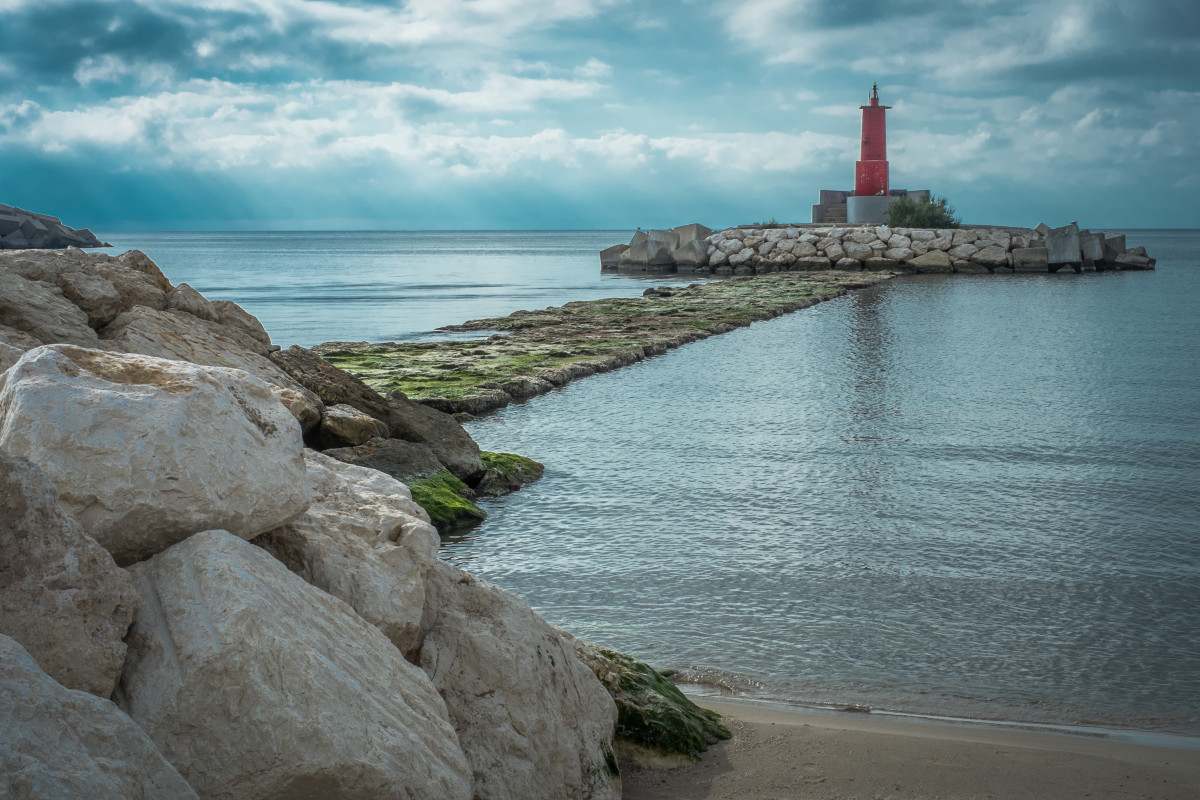 beach, sea, coast, water, sand, rock, ocean, horizon, cloud, lighthouse, shore, wave, vacation, cliff, cove, tower, bay, terrain, material, body of water, breakwater, willyverhulst, greatphotographers, villayojosa, cape