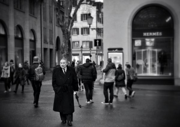 pedestrian, winter, black and white, people, road, street