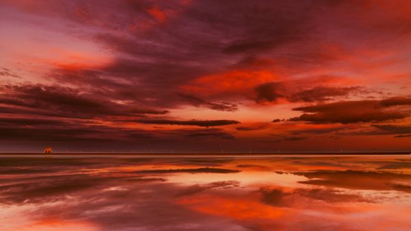 海,海岸,雲,海洋,地平線,空