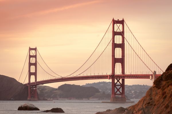 hav,solnedgang,bro,Golden Gate-broen,San Fransisco,morgen