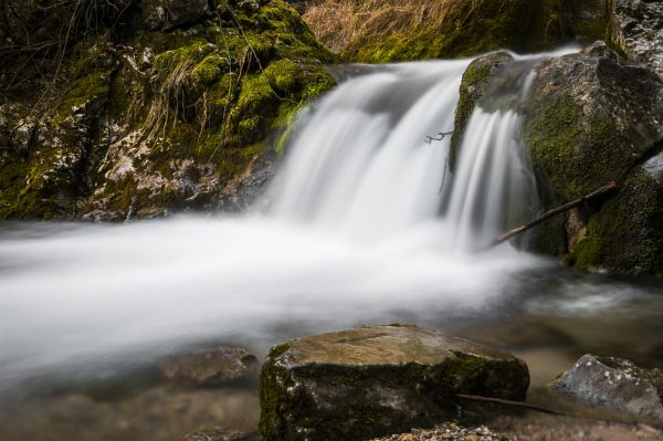 landschap, water, natuur, rots, waterval, kreek