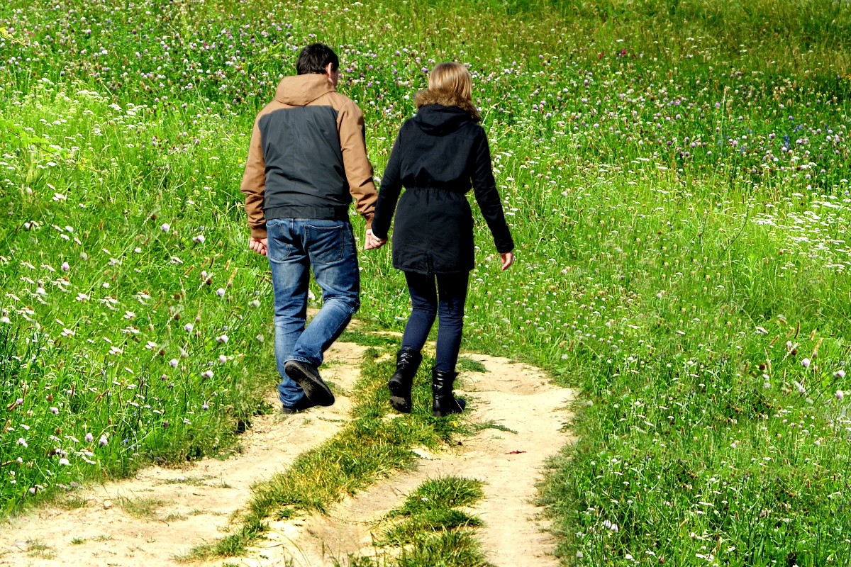 paysage, la nature, herbe, en marchant, gens, fille, femme, Piste, champ, ferme, pelouse, Prairie, garçon, vue, mâle, amour, vert, vacances, agriculture, tourisme, voie, tour, couleurs, relaxation, vacances, végétation, Pologne, façon, l'environnement, le silence, sur la piste, tranquillité d'esprit, le chemin, zone rurale, journée ensoleillée, Spacer, Amoureux, para