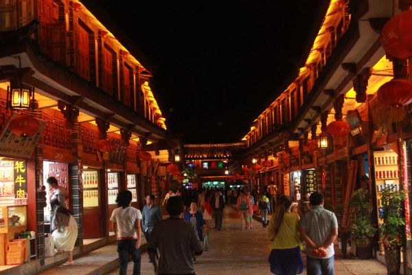 noc,město,noční výhled,Street View,Lijiang