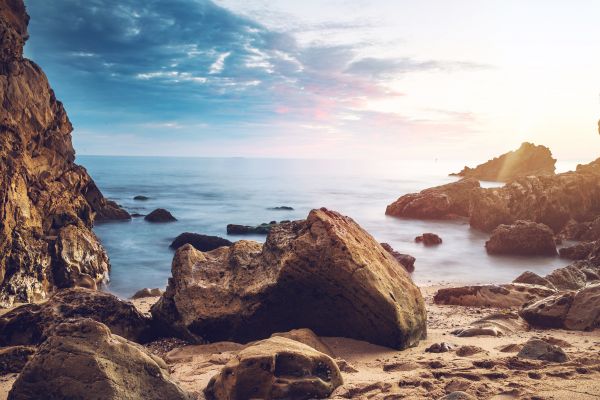 beach,landscape,sea,coast,sand,rock