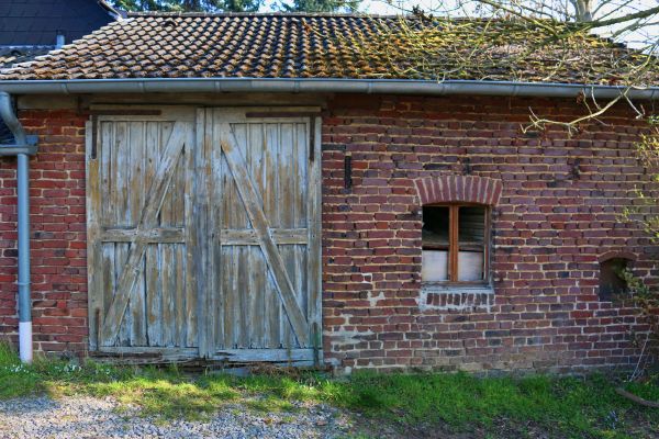 Farm, ház, tető, épület, istálló, régi