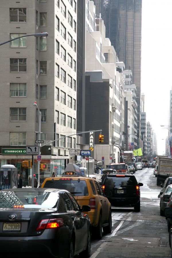 estrada, tráfego, rua, carro, Manhattan, pedestre