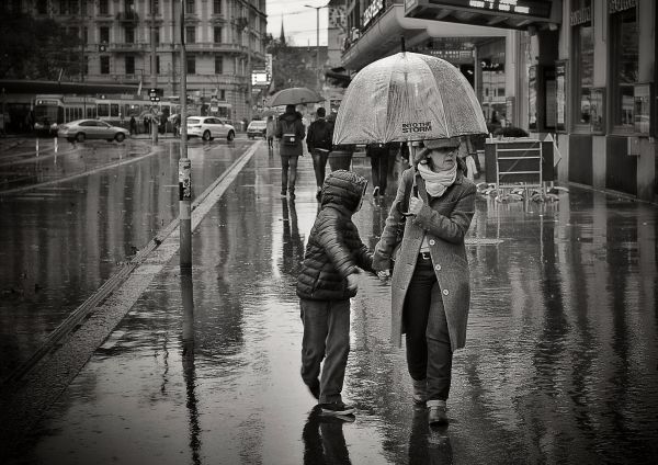 invierno, en blanco y negro, gente, la carretera, calle, fotografía