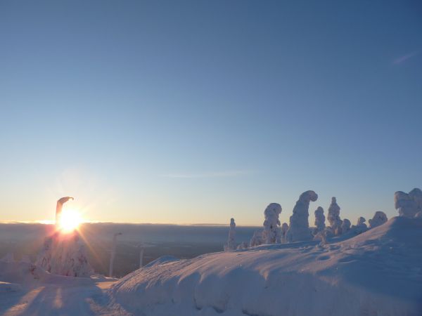 пейзаж, снег, зима, небо, песок, горизонт