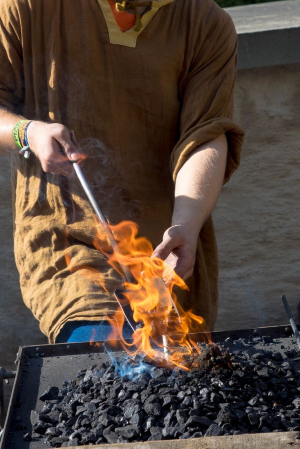 work, hand, workshop, hammer, metal, fire