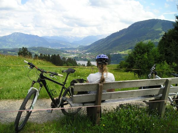 Montagne,fille,femme,Piste,Prairie,vue