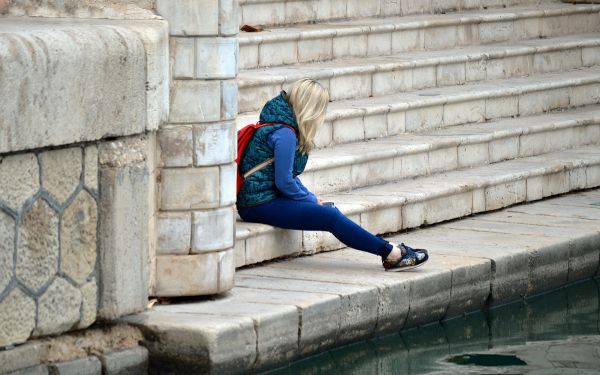 person, people, girl, woman, street, wall