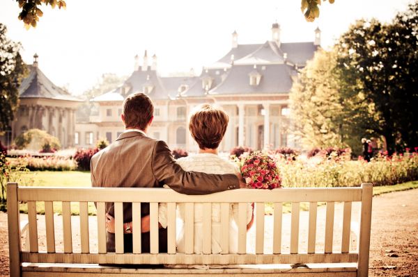 bench,flower,love,couple,rest,wedding