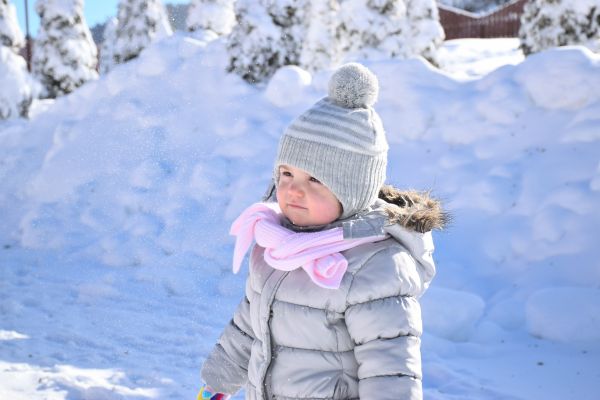 nieve, invierno, niña, blanco, niño, primavera