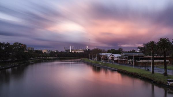 landskap, vatten, horisont, arkitektur, himmel, moln