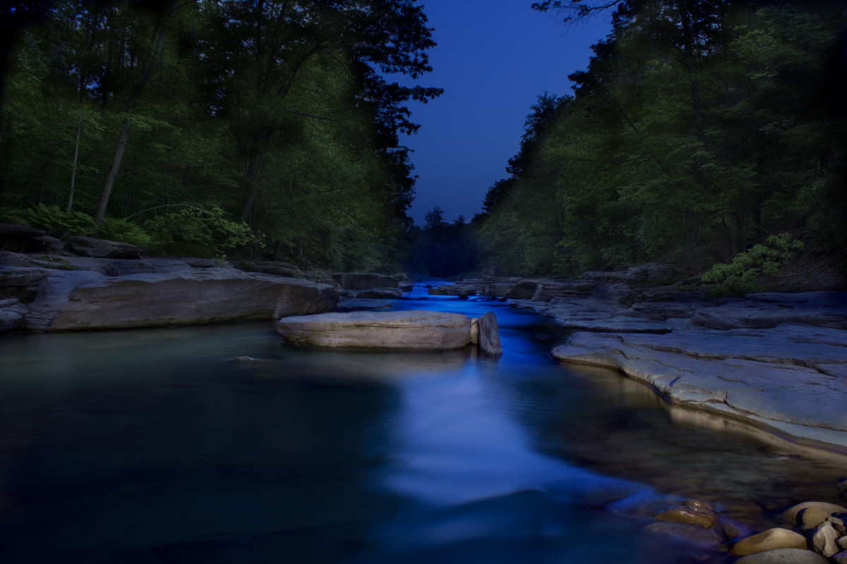 agua, natureza, floresta, angra, região selvagem, noite, rio, pedra, corrente, reflexão, tranquilo, equilibrar, Pacífico, cenário, rápido, azul, corpo de água, Pintura leve, Pedras, característica da água, Captura de tela, Forma de relevo