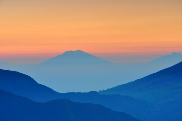 景观, 性质, 地平线, 山, 云, 日出