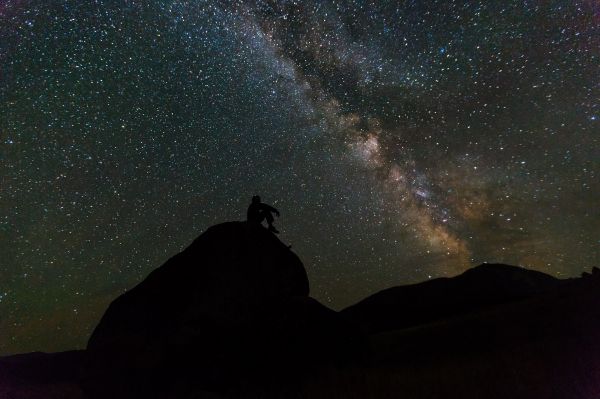 paysage, région sauvage, silhouette, ciel, nuit, étoile