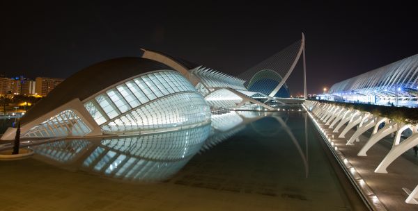 eau, lumière, architecture, nuit, bâtiment, aile