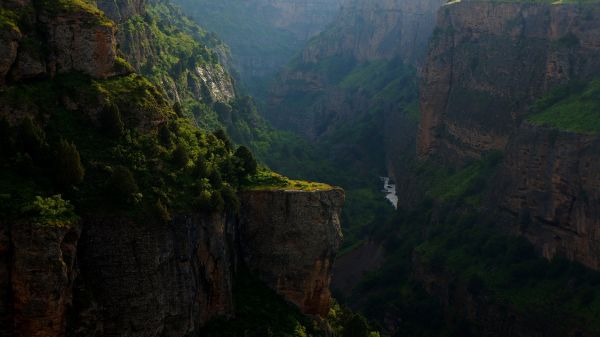 landscape,nature,rock,forest,waterfall,mountain