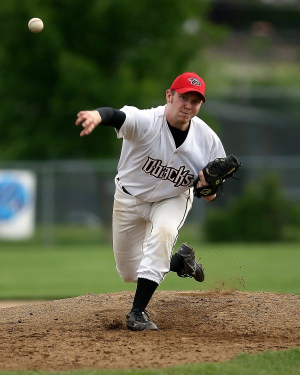 césped, béisbol, guante, deporte, hombre, persona