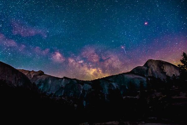 naturaleza, cielo, noche, estrella, silueta, montaña