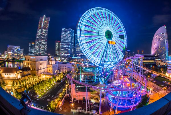 gece,Şehir,Cityscape,yeniden yaratma,dönme dolap,lunapark