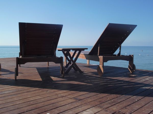 table, wood, beach, sea, water, ocean