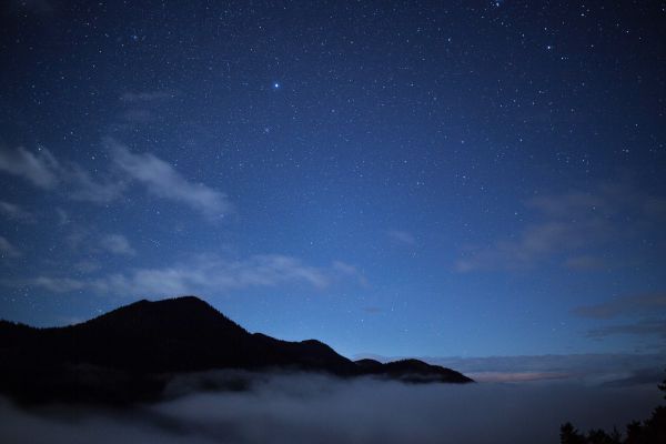 horizonte, luz, céu, silhueta, montanha, nuvem