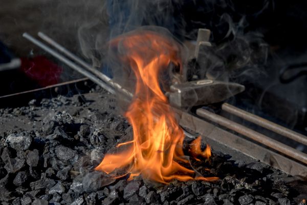 arbejde, hånd, værksted, Hammer, metal, flamme