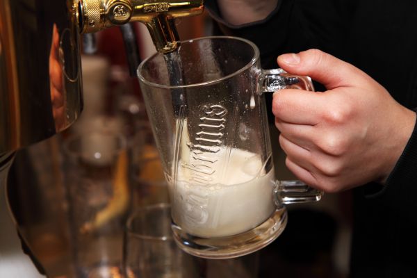 hand, flytande, glas, restaurang, bar, vin