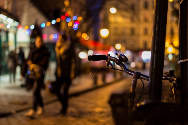 strada,notte,sfocatura,strada,bicicletta,bicicletta