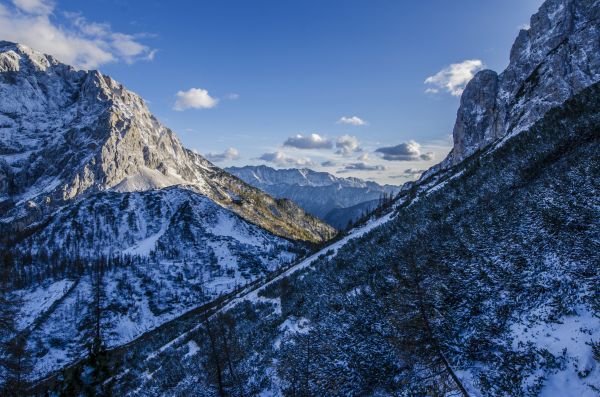 panorama, natureza, região selvagem, montanha, neve, frio