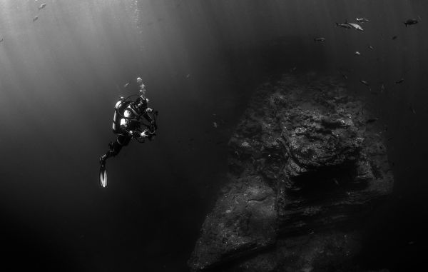 море,легкий,черное и белое,Подводный,фотография,Размышления