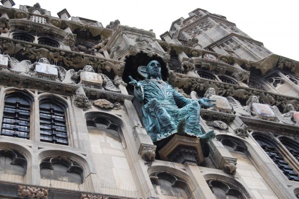 kreativ, arkitektur, monument, staty, perspektiv, byggnad