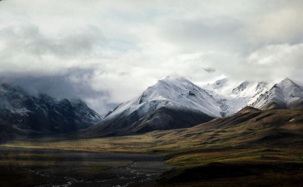 пейзаж, природа, гора, снег, облако, пустыня