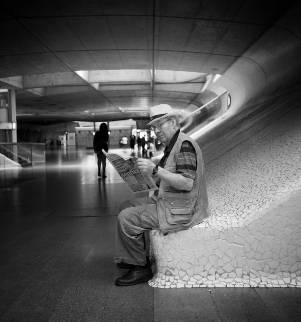 Créatif, noir et blanc, gens, blanc, rue, lumière