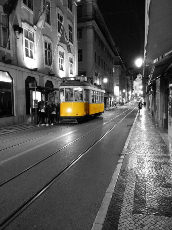 strada, traffico, strada, notte, bianco e nero, bianca