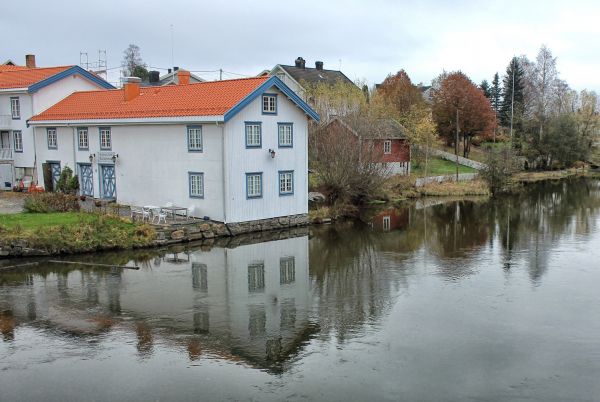 vatten, arkitektur, himmel, hus, falla, stad