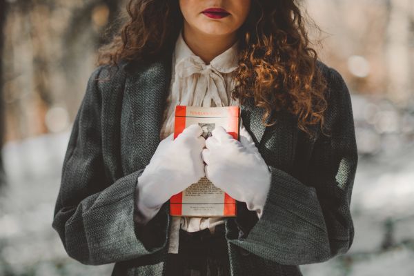 hand-,persoon,winter,meisje,vrouw,boek