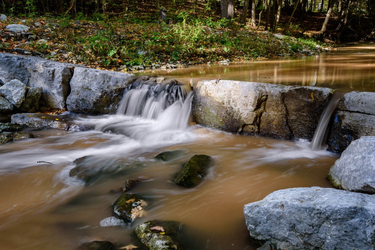 landskap, vatten, natur, sten, Vattenfall, bäck, flod, strömma, höst, snabb, nikon, vattensamling, allmängods, kanada, D750, Mississauga, Ontario, ca, vatten-funktionen, vattendrag