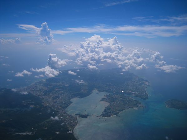 海,地平线,山,云,天空,白色