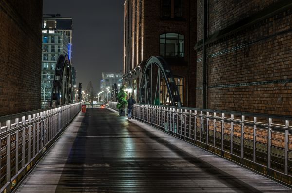 光,木材,道路,ブリッジ,通り,夜