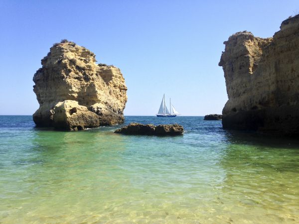 plage, mer, côte, Roche, océan, Soleil