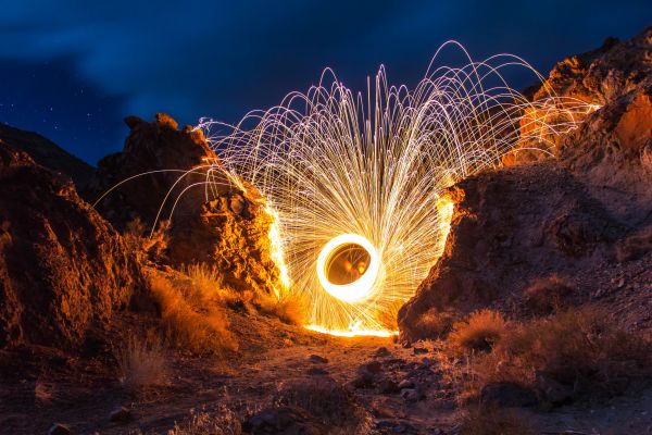 lumière, nuit, Roche, roue, mouvement, fête