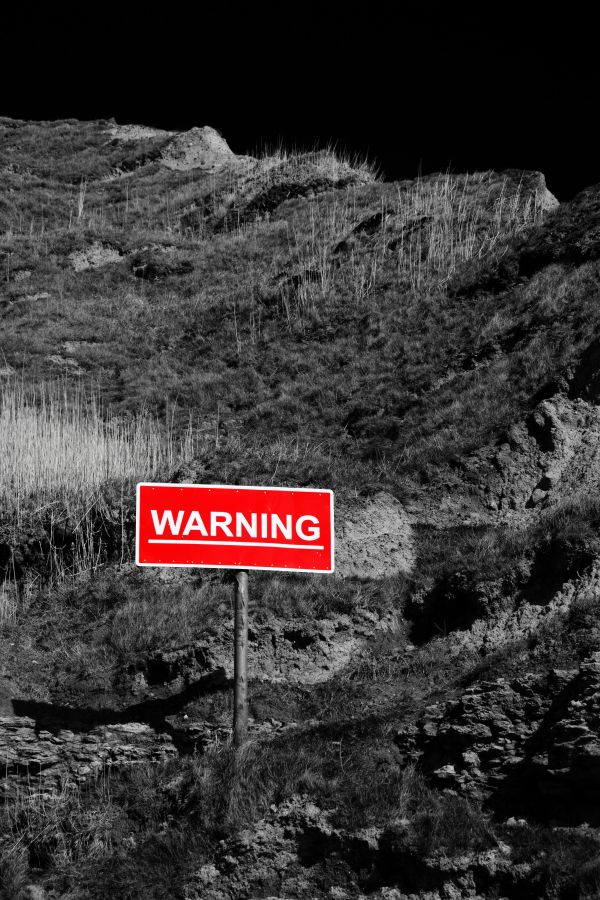 mountain,black and white,fall,peak,cliff,sign