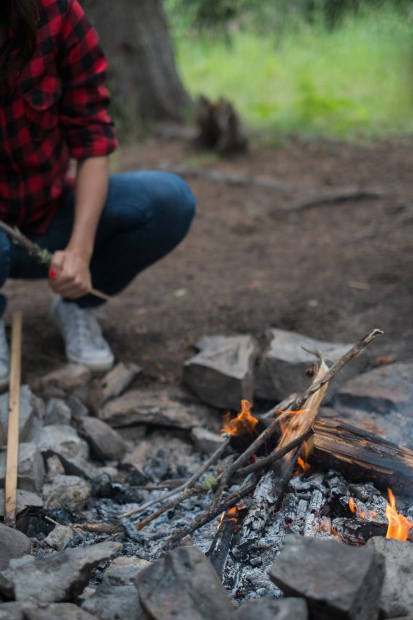 Feu,sol,camping,cendre,Feu de camp,plaid