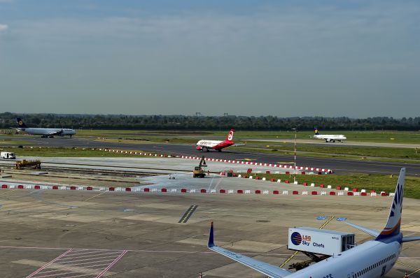 aeropuerto, avión, aeronave, tráfico, construcción, camión