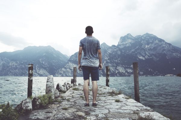 man, sea, water, walking, mountain, dock