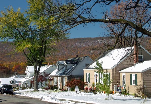 arbre, Montagne, neige, hiver, maison, rue