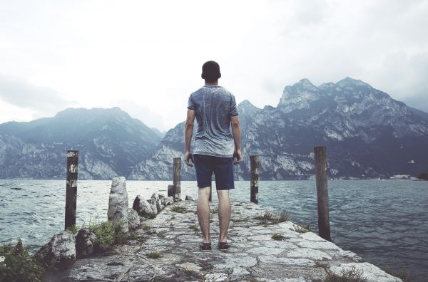 sea, walking, mountain, man, nature, person